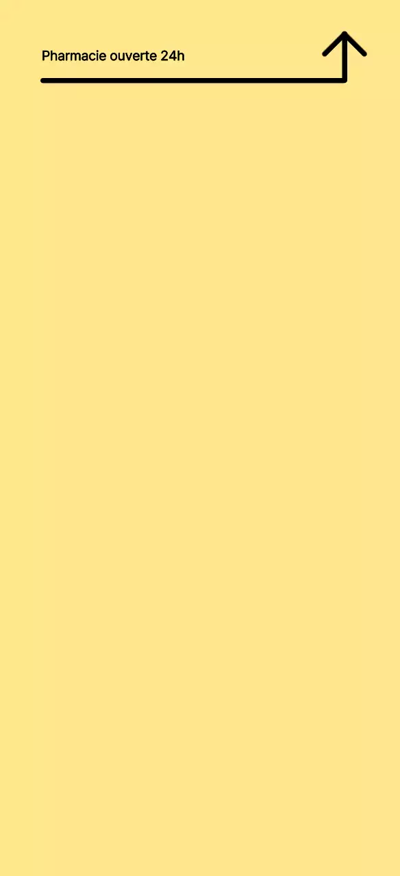 Guide de pharmacie soigné, jaune et accessible 24 heures sur 24