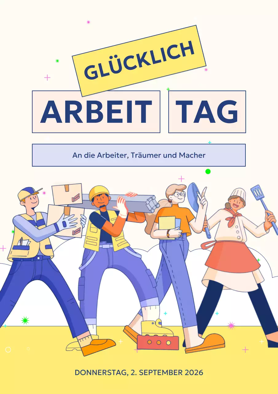 Werben Sie für einen modernen US Labour Day in Gelb und Lila