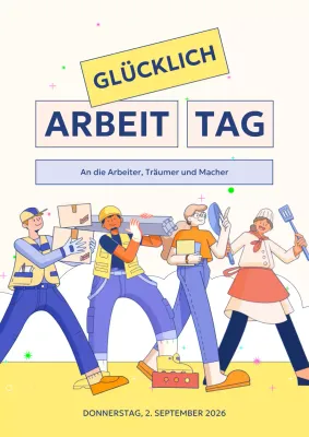 Werben Sie für einen modernen US Labour Day in Gelb und Lila