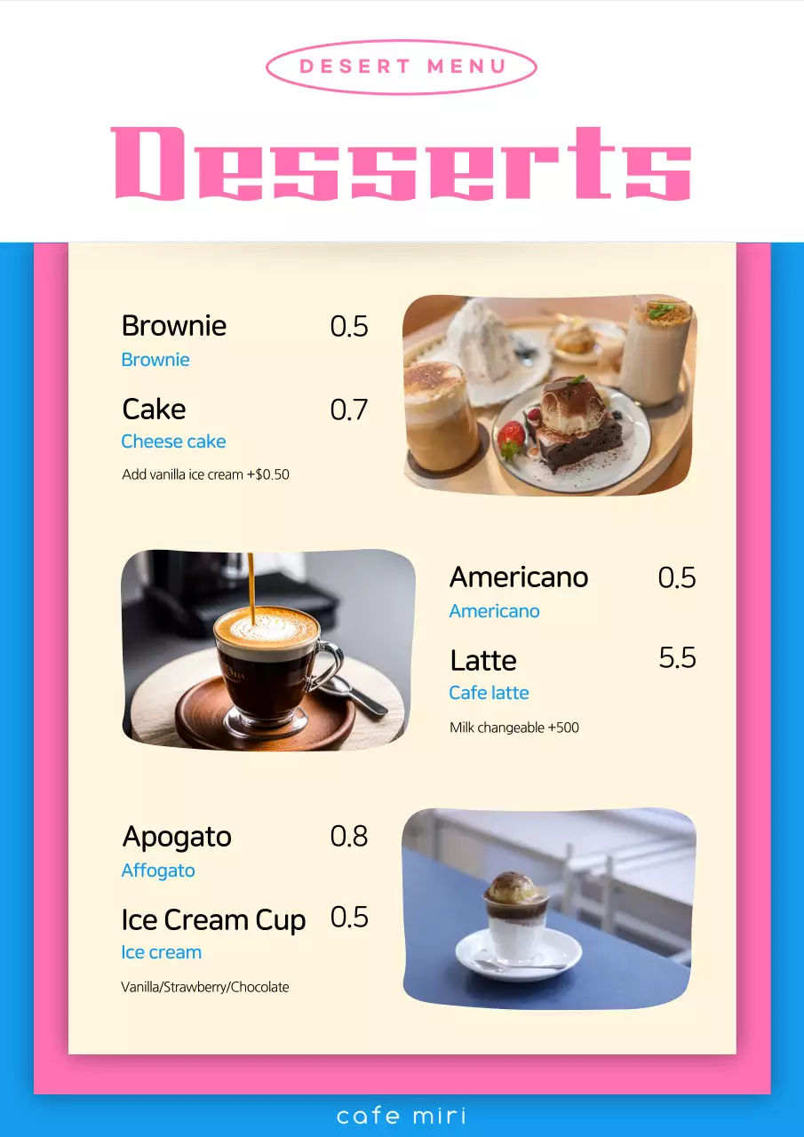 Thực đơn nhà hàng hiện đại màu be