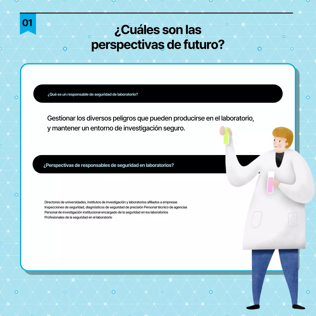 Guía sencilla de certificación de oficiales de seguridad de laboratorio en negro y azul claro