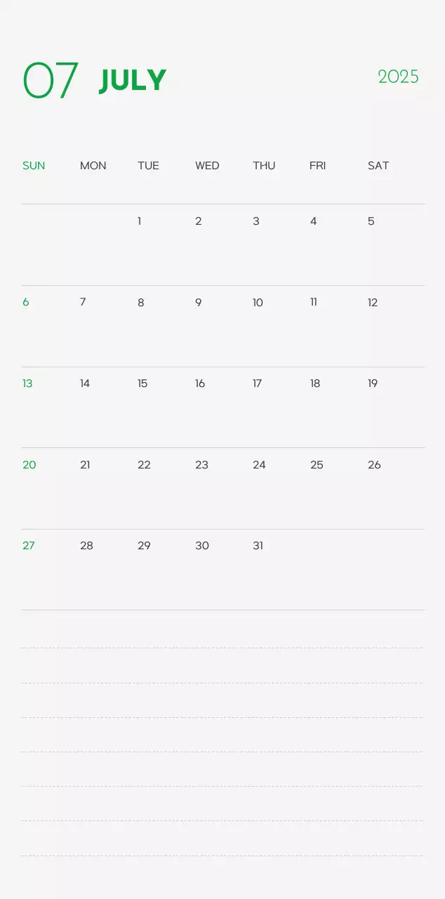 A calendar with a puppy photo and cute message in a green accent color