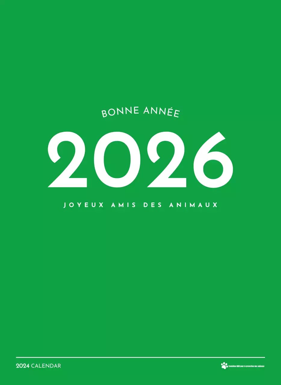 Un calendrier avec une photo de chiot et un message mignon dans une couleur verte.