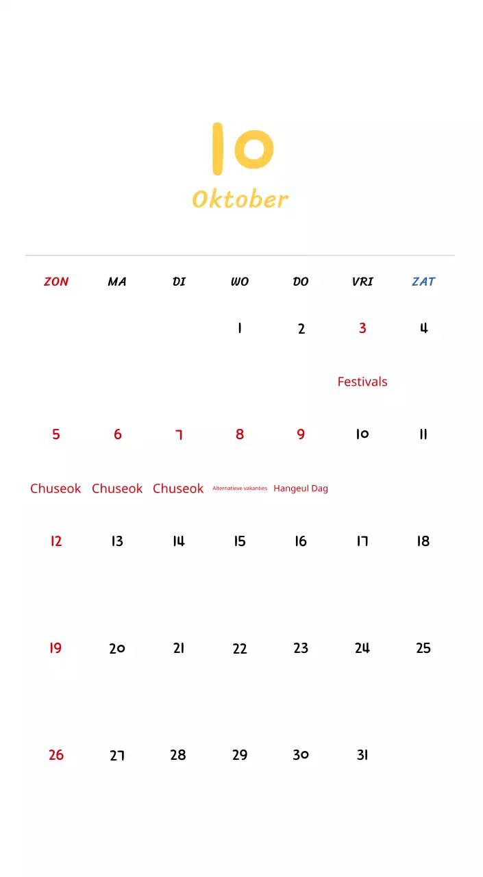 Nieuwjaarskalender met schattige illustraties