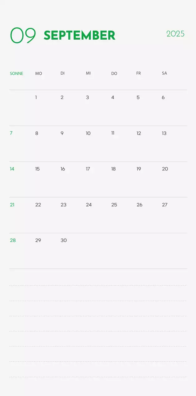 Ein Kalender mit einem Welpenfoto und einer süßen Botschaft in grüner Akzentfarbe