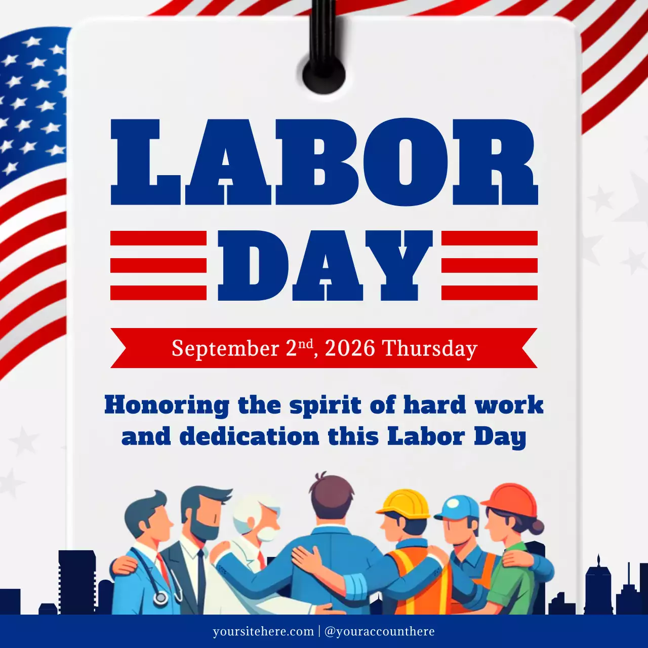 Red Traditional Labor Day Announcement Social Media Post