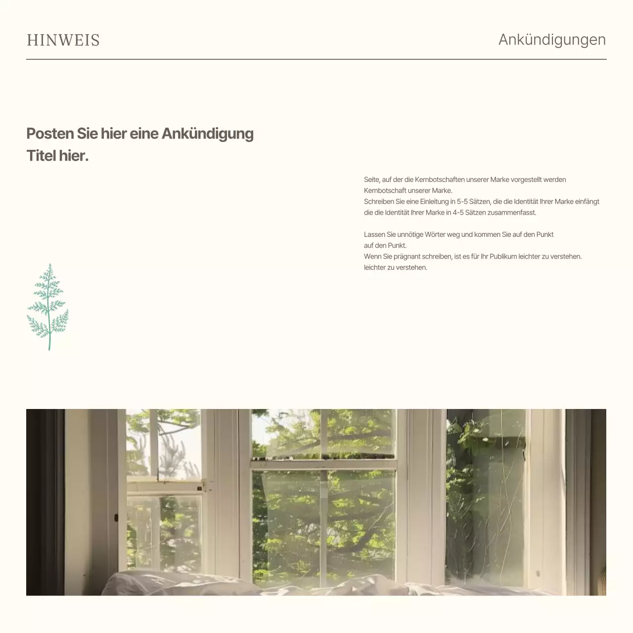 Werbung für eine minimalistische Modemarke in Beige und Mint