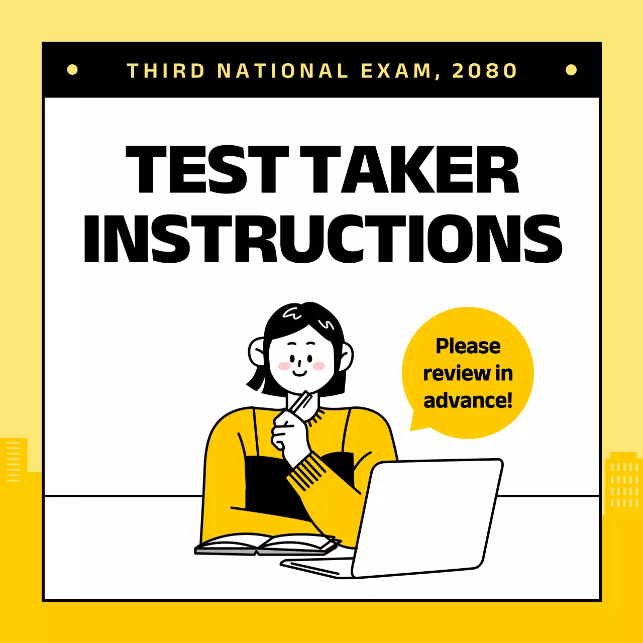 Yellow Simple Exam Instruction Social Media Post