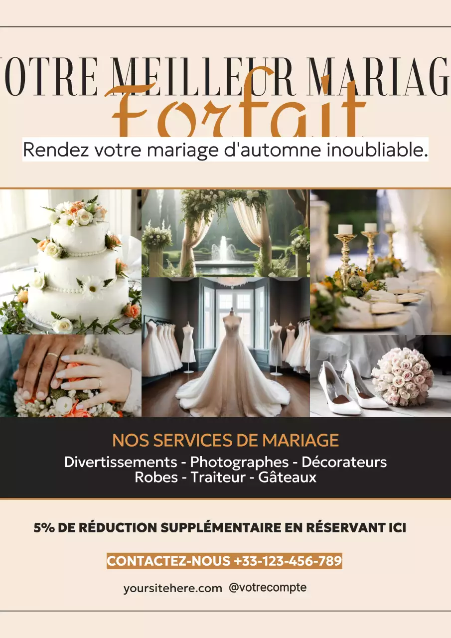 Black Beige Elegant Luxury Fall wedding service reservation Advertisement