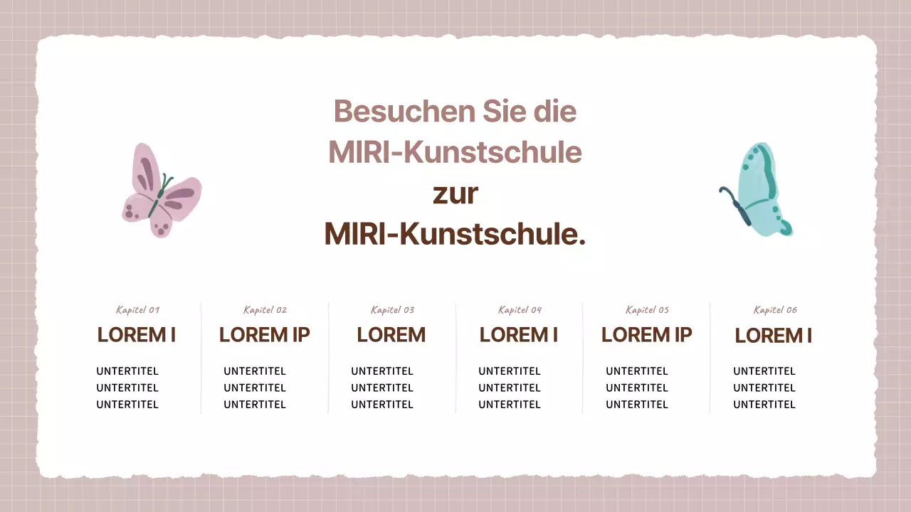 Ein gemütlicher beige-brauner Kunstschulprospekt