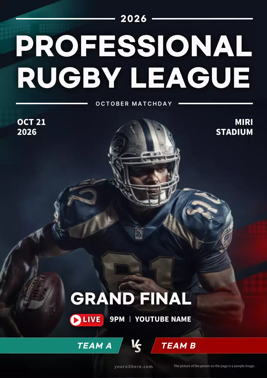 Blue Bold Rugby Event Poster