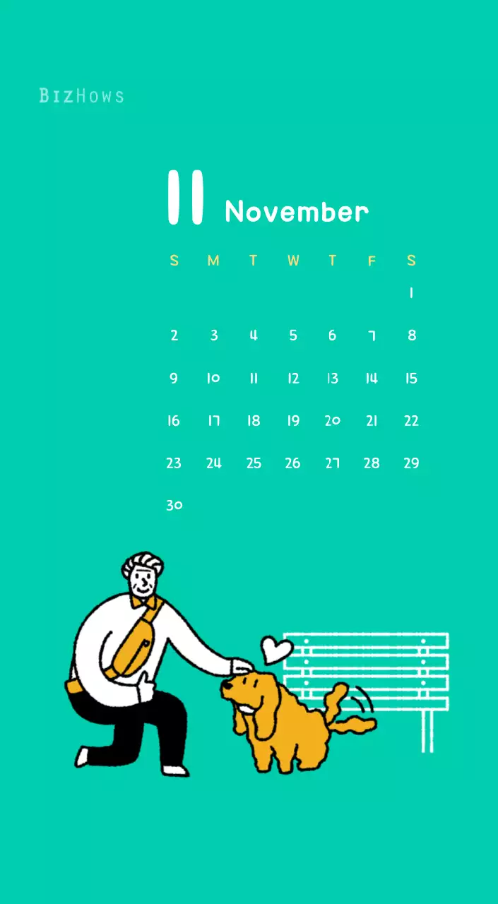 New Year's calendar with cute illustrations