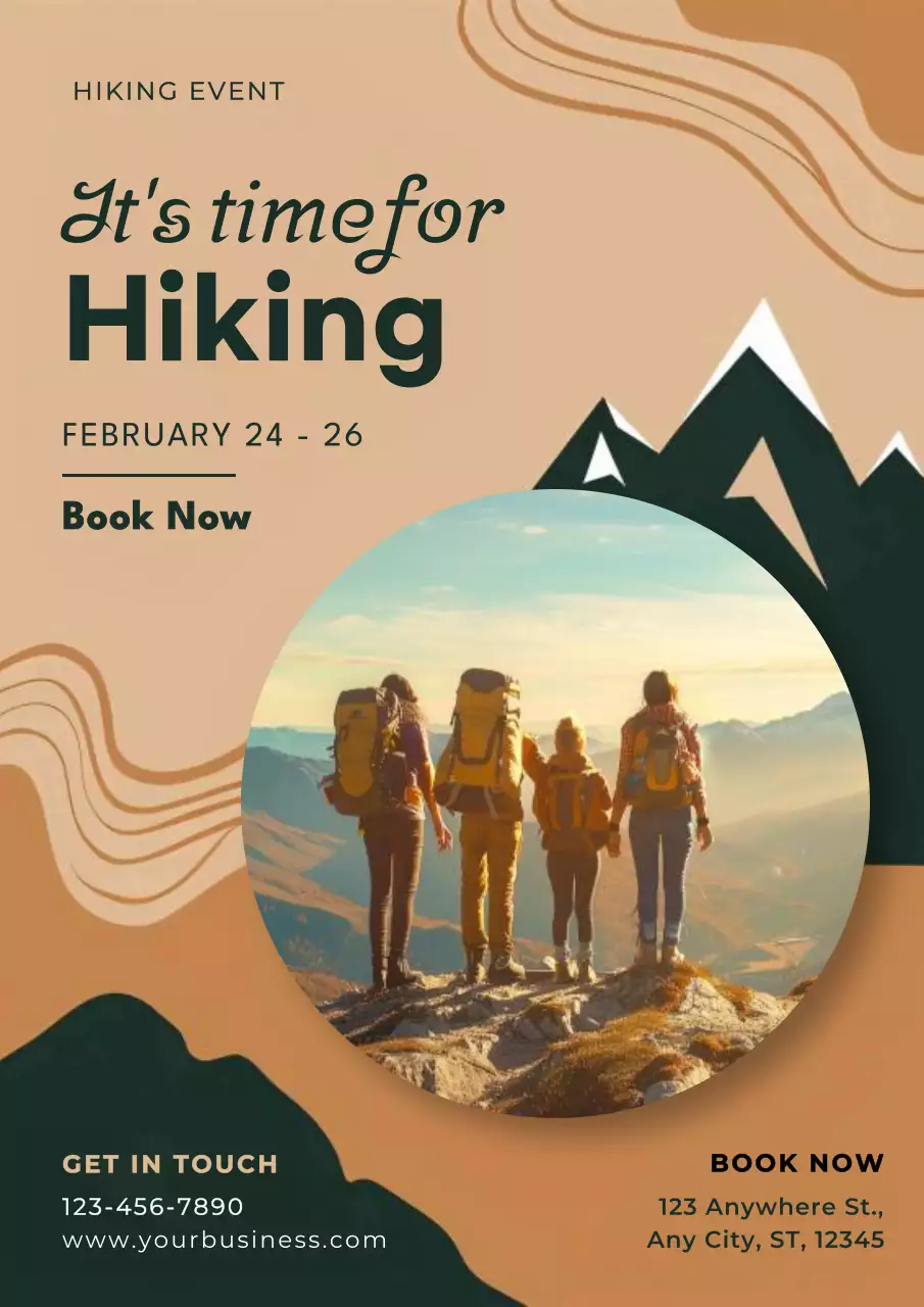 Beige Modern Hiking Promotion Poster
