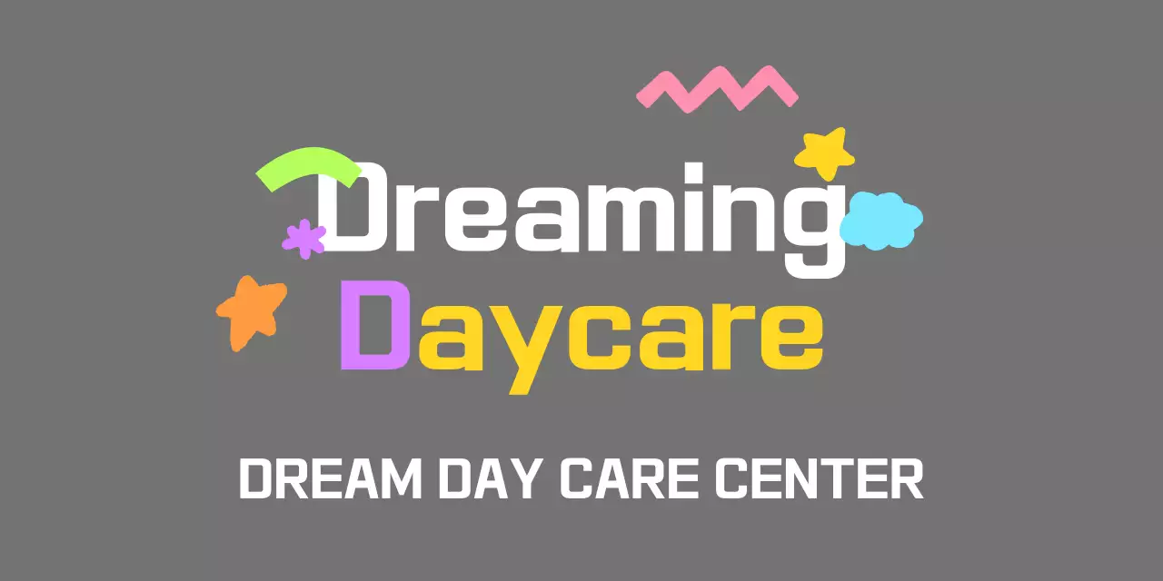 Cute daycare logo with colorful rainbow colors