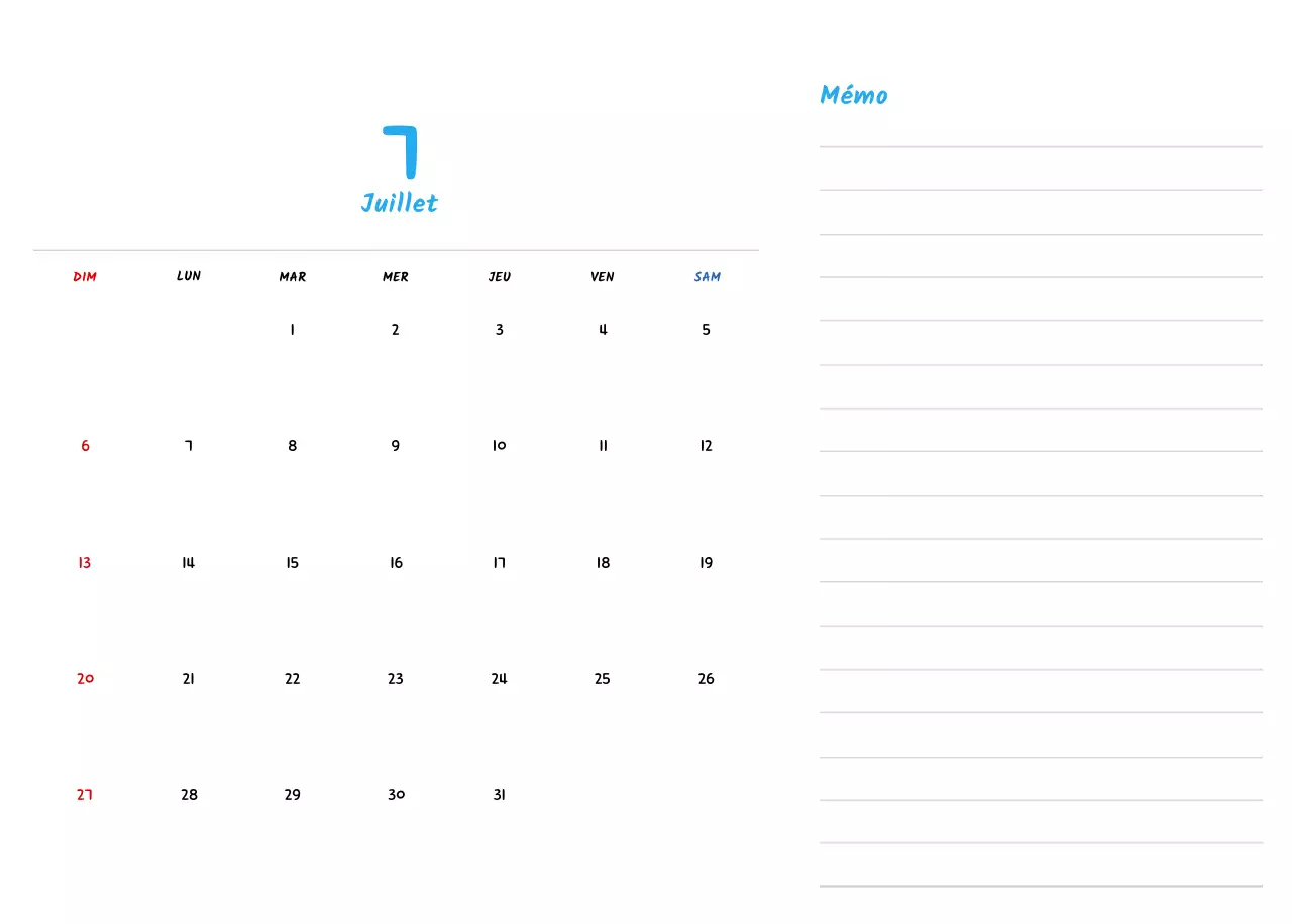 Calendrier du Nouvel An avec de jolies illustrations