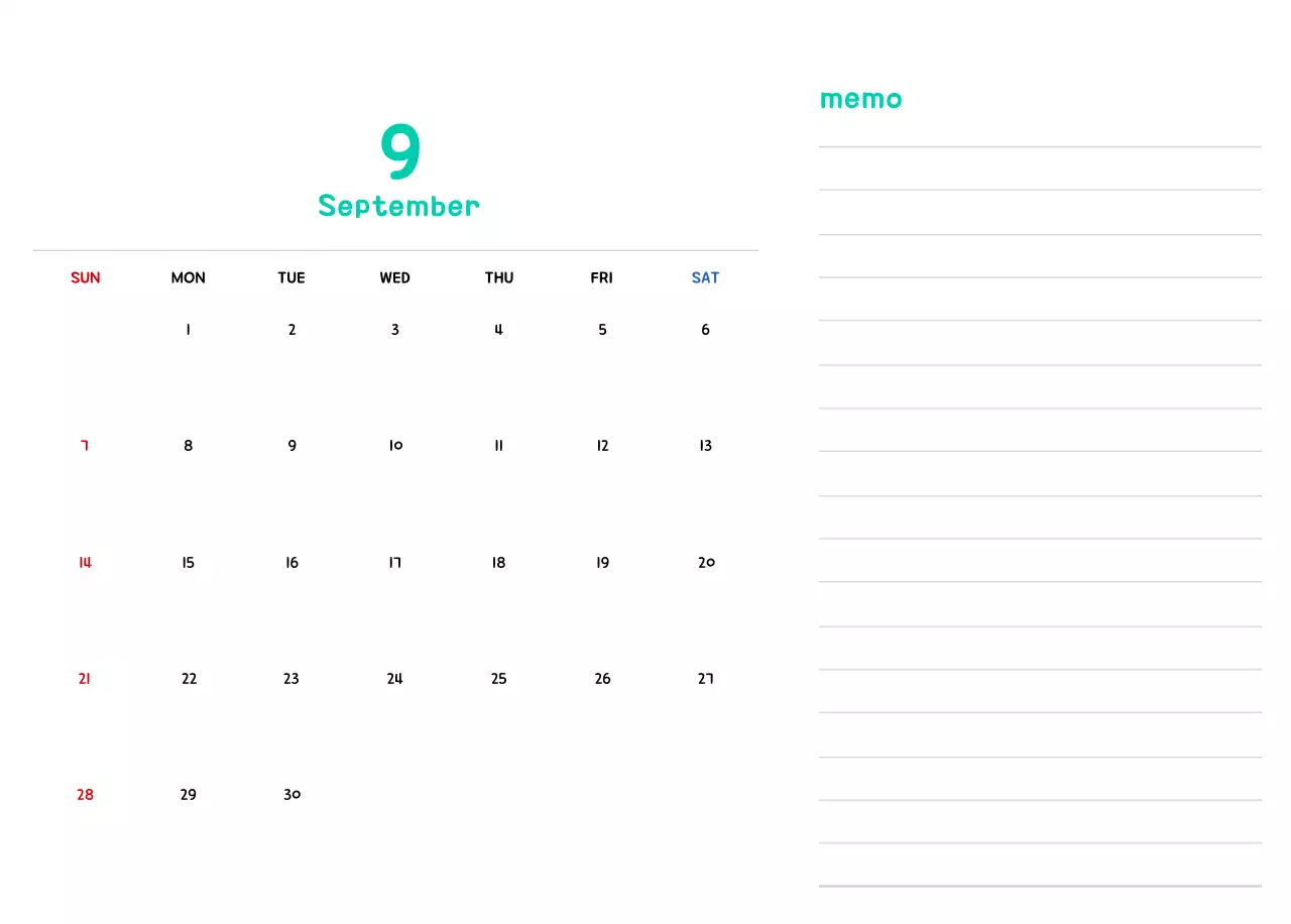 New Year's calendar with cute illustrations