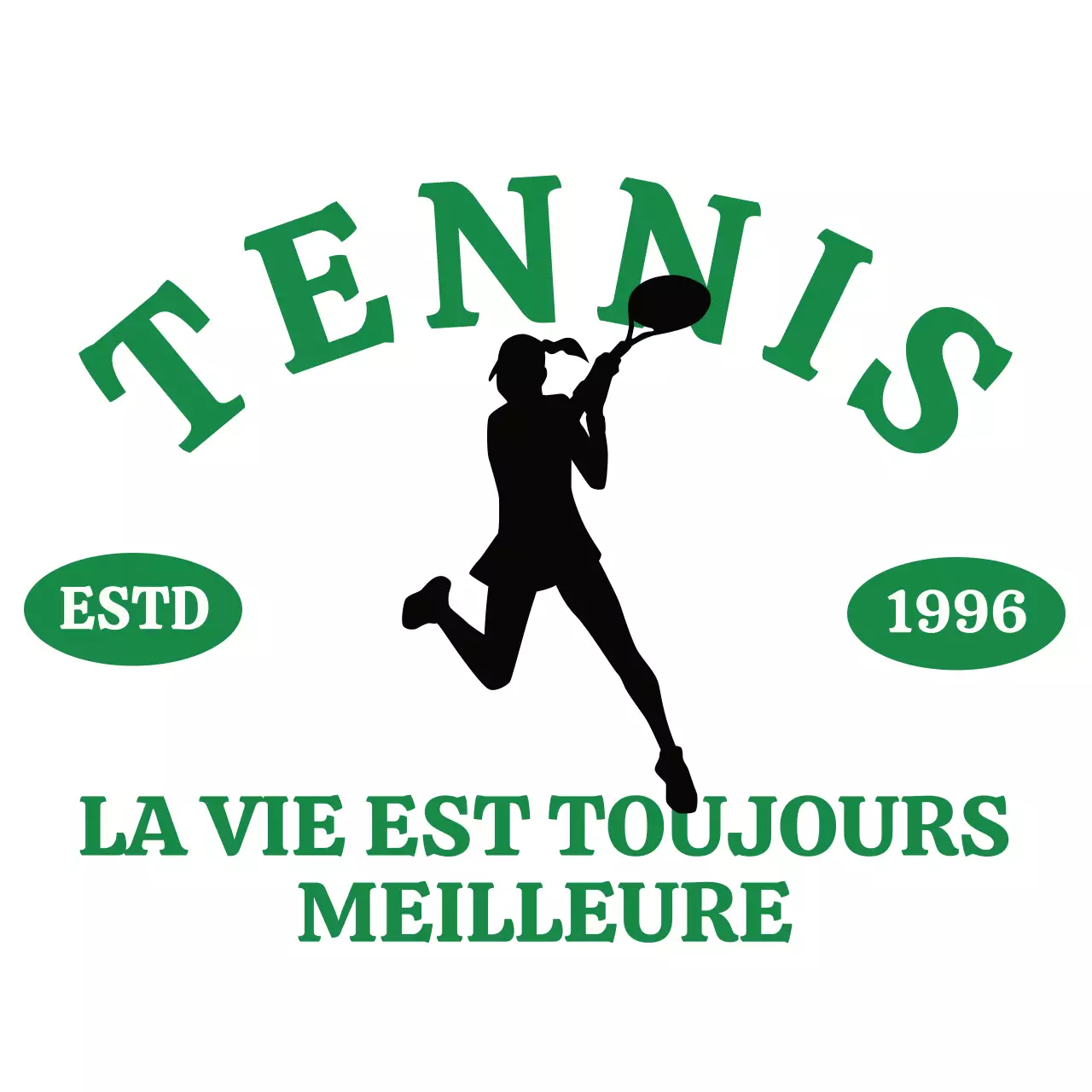 Club de tennis vert et noir à l'allure vintage
