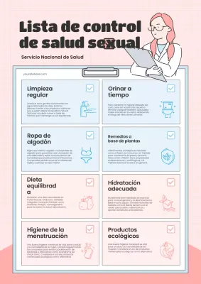 Una moderna infografía de salud sexual en rosa y azul claro Descripción