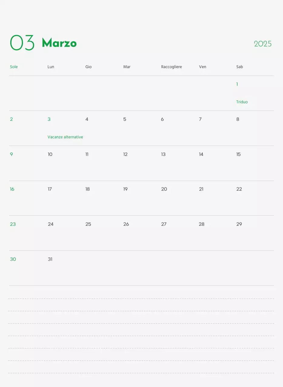 Un calendario con la foto di un cucciolo e un simpatico messaggio in colore verde.