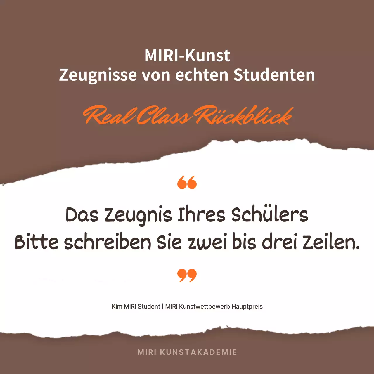 Empfehlungsschreiben mit braunen und orangefarbenen Highlights fördern