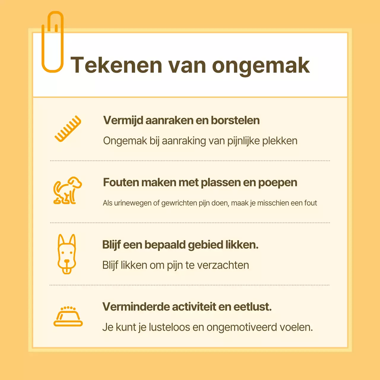 Informatie over gezondheidszorg voor huisdieren in gele en witte notitiestijl