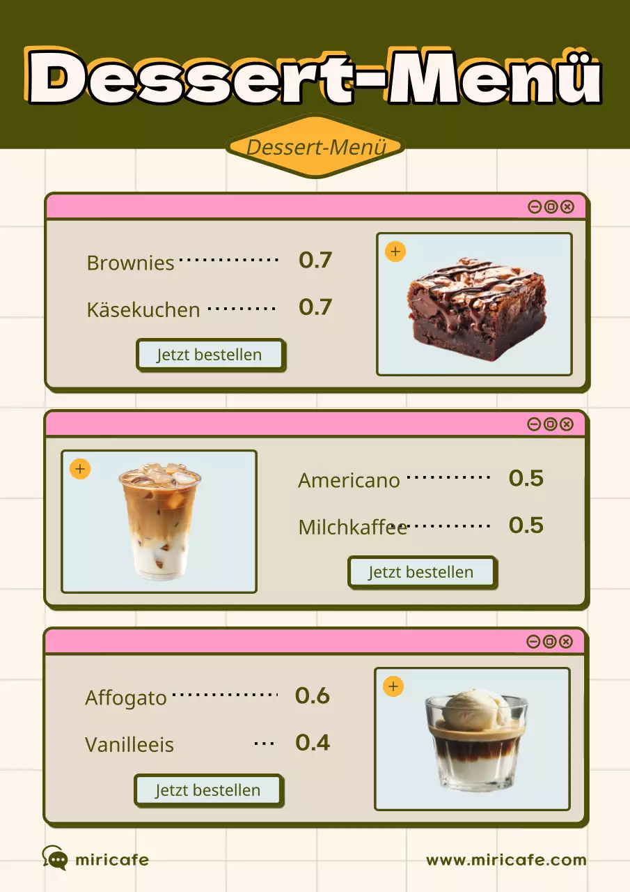 Eine Kollektion von trendigen Restaurant-Menüschildern in Grün und Elfenbein