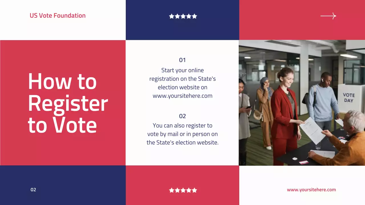 Blue Modern Voter Registration Guide Presentation