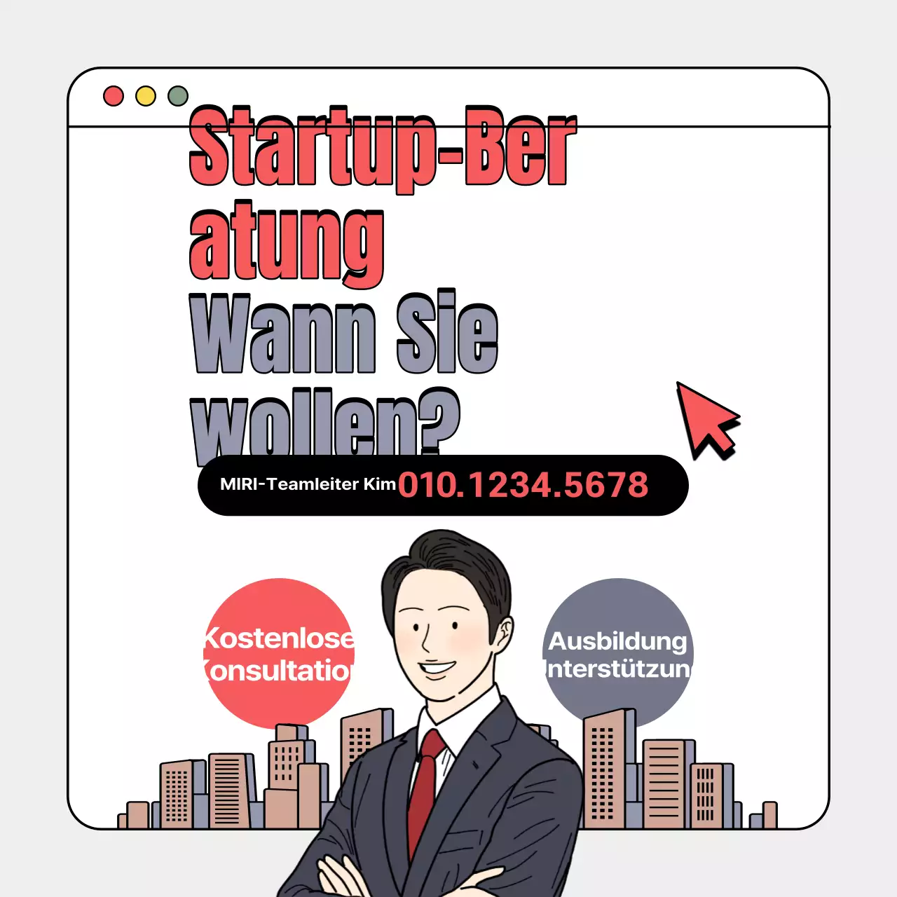 Bewerben Sie Ihren Beratungsdienst für Existenzgründer mit einem rot-grauen UI-Feeling