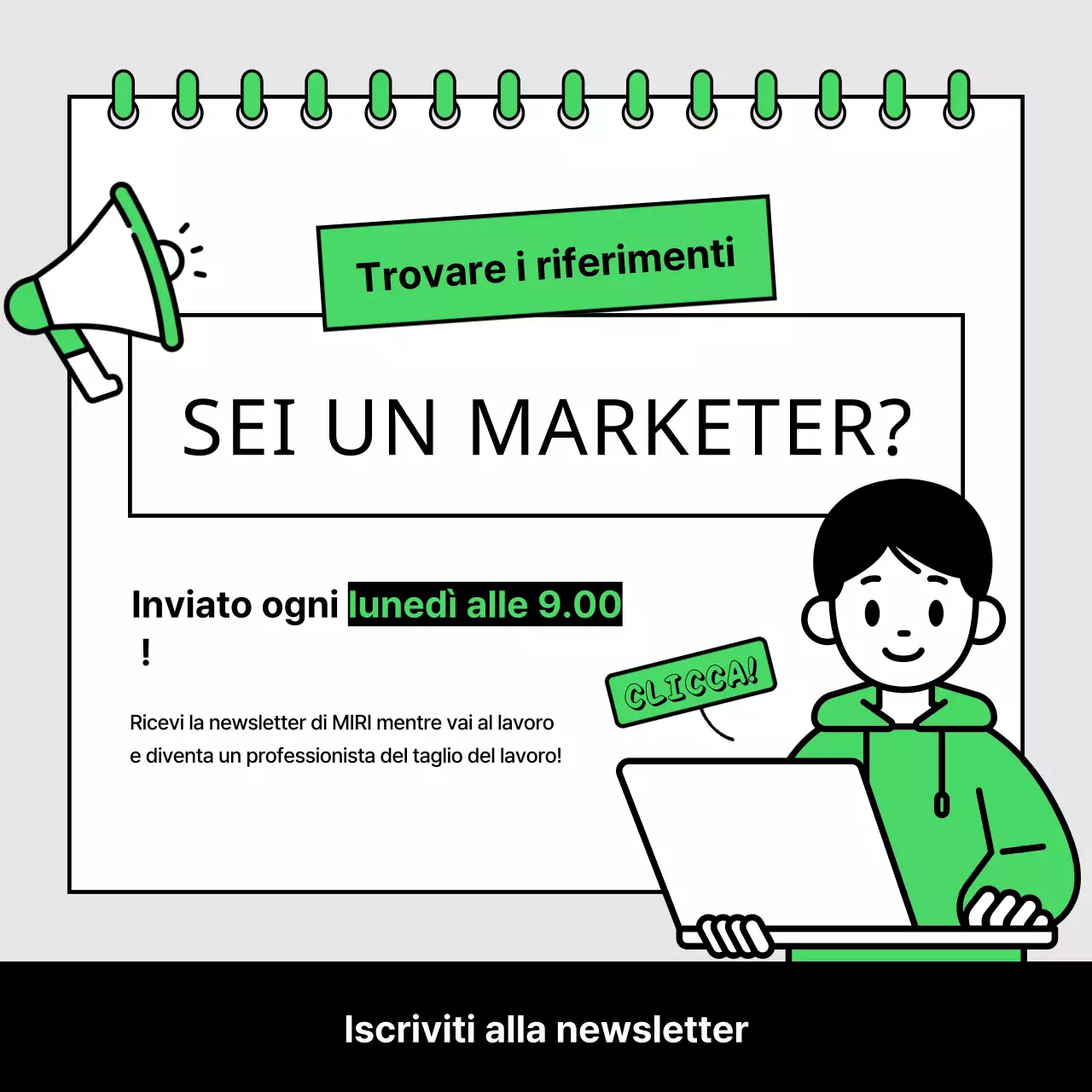 Una newsletter di riferimento per il marketing verde lime e minimalista