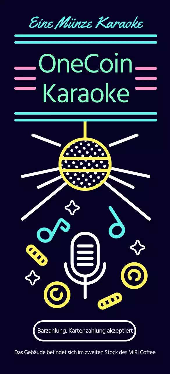 Schwarzer, kitschiger, münzbetriebener Karaokeführer mit Leuchtreklame