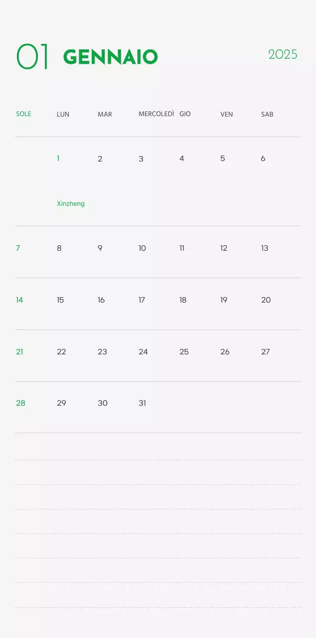 Un calendario con la foto di un cucciolo e un simpatico messaggio in colore verde.