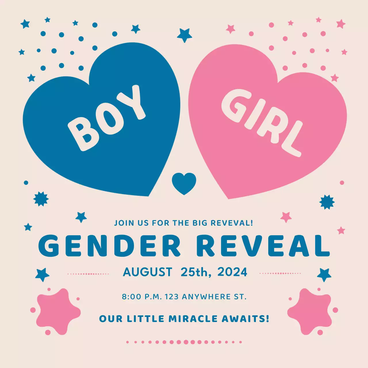 Pink Modern Gender Invitation Social Media Post