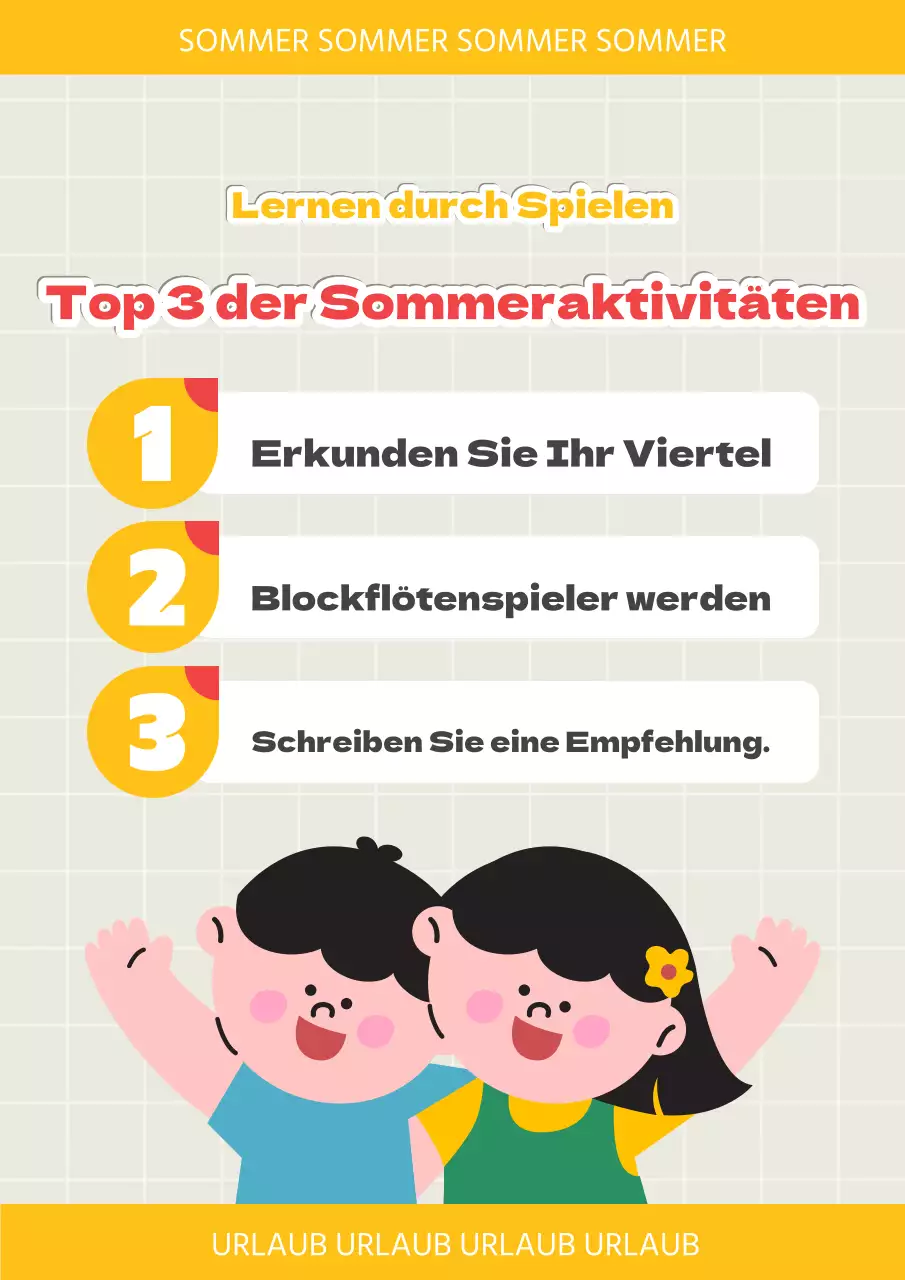 Roter und gelber Sommerferien-Aktivitäten-Planer