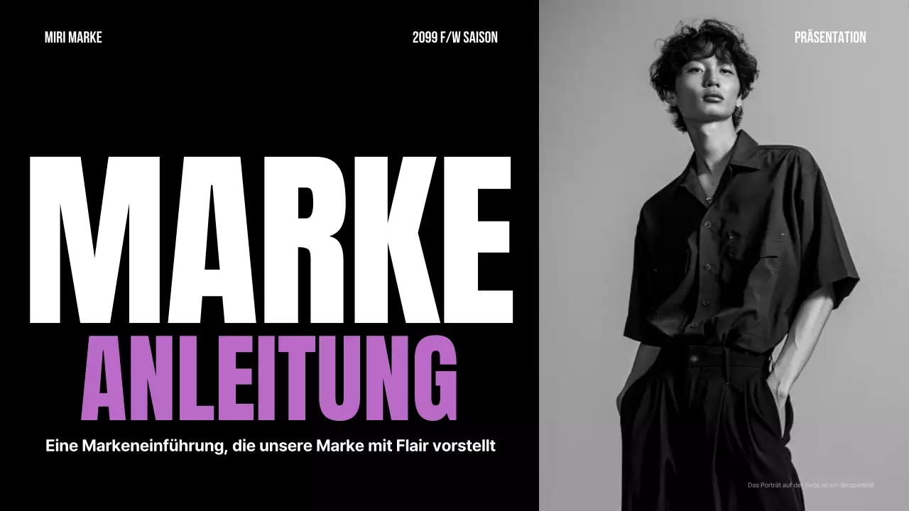 Ein einfaches Markenstatement in Schwarz und Lila