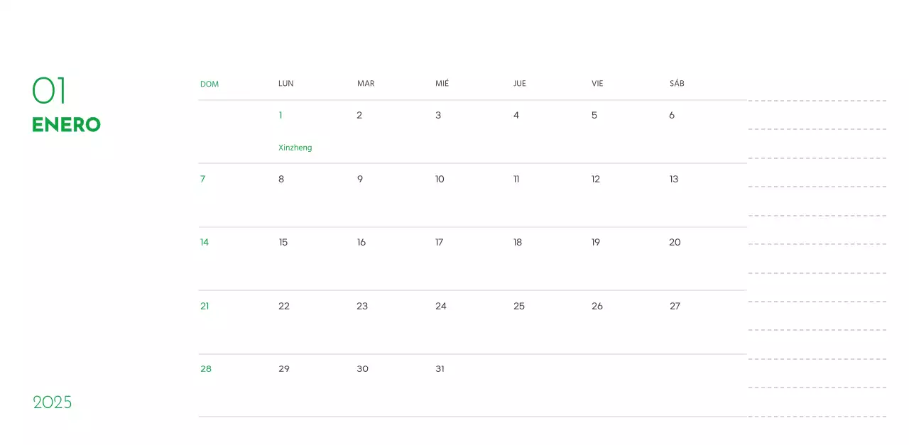 Un calendario con una foto de un cachorro y un bonito mensaje en color verde