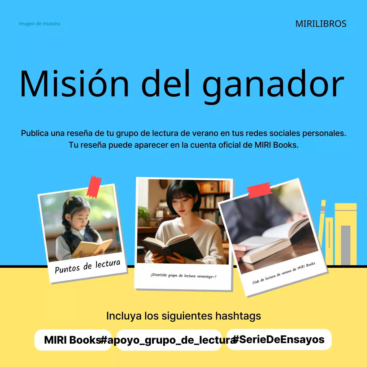 Promueva un club de lectura minimalista de verano en amarillo y azul