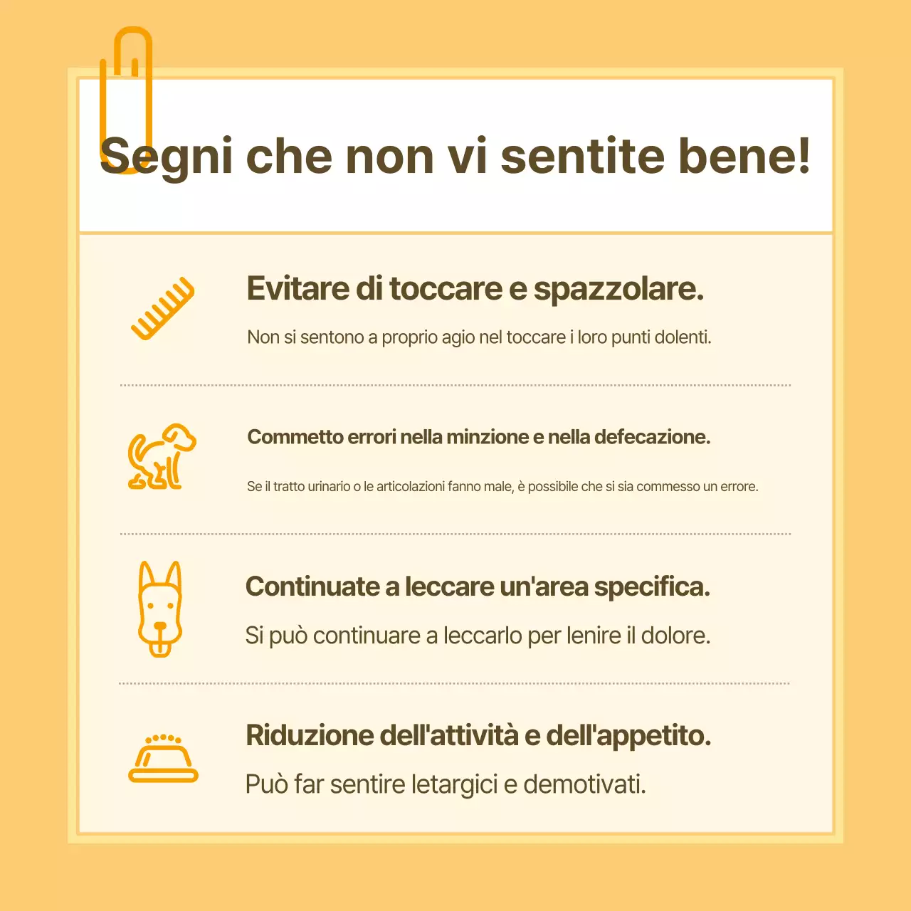 Informazioni sulla salute degli animali domestici in stile note gialle e bianche
