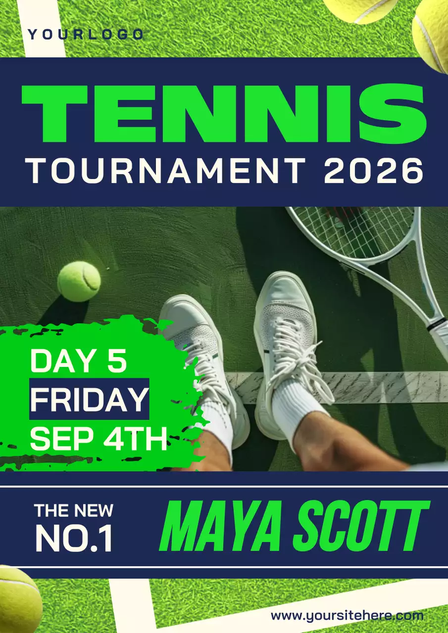 Green Trendy Tennis Promotion Poster