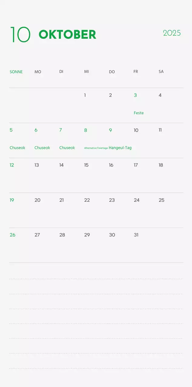 Ein Kalender mit einem Welpenfoto und einer süßen Botschaft in grüner Akzentfarbe