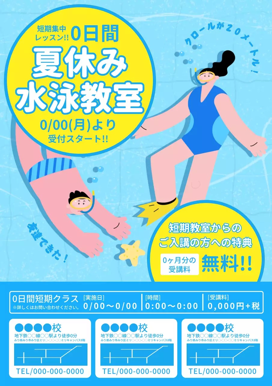 青 ポップ 水泳 ポスター