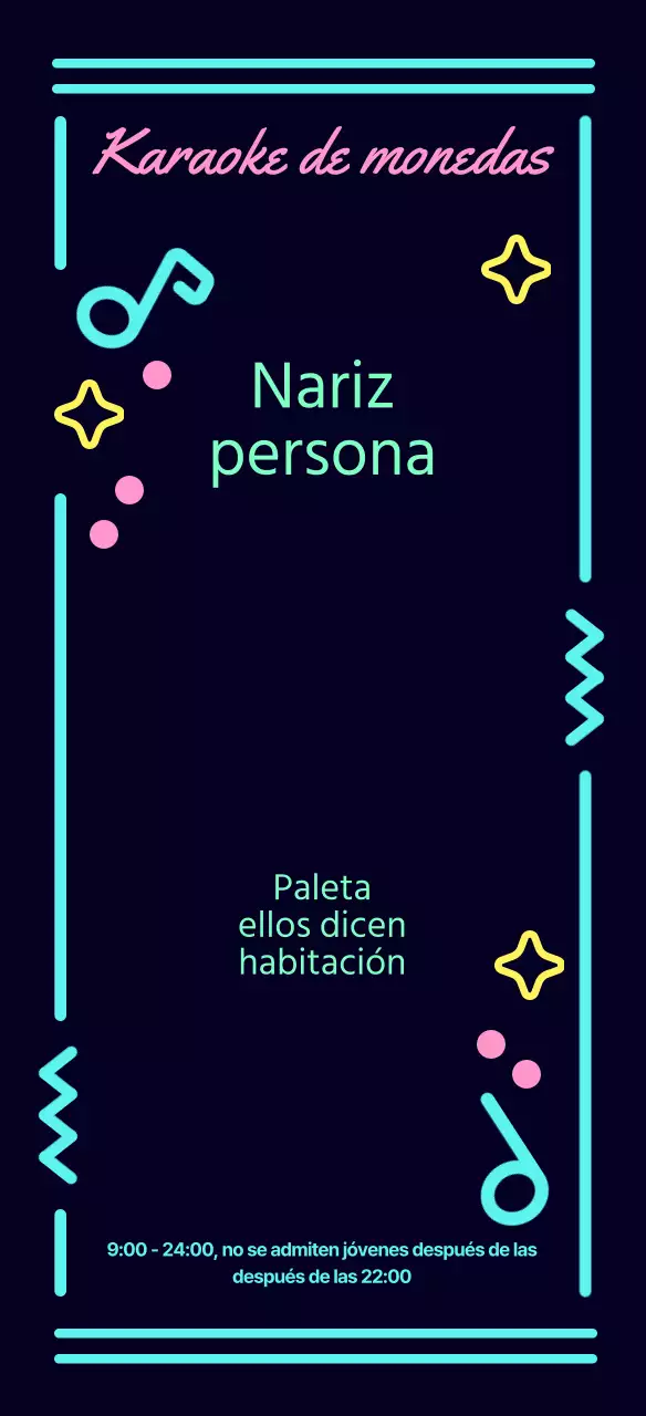 Guía de karaoke negro, kitsch y con letrero de neón que funciona con monedas