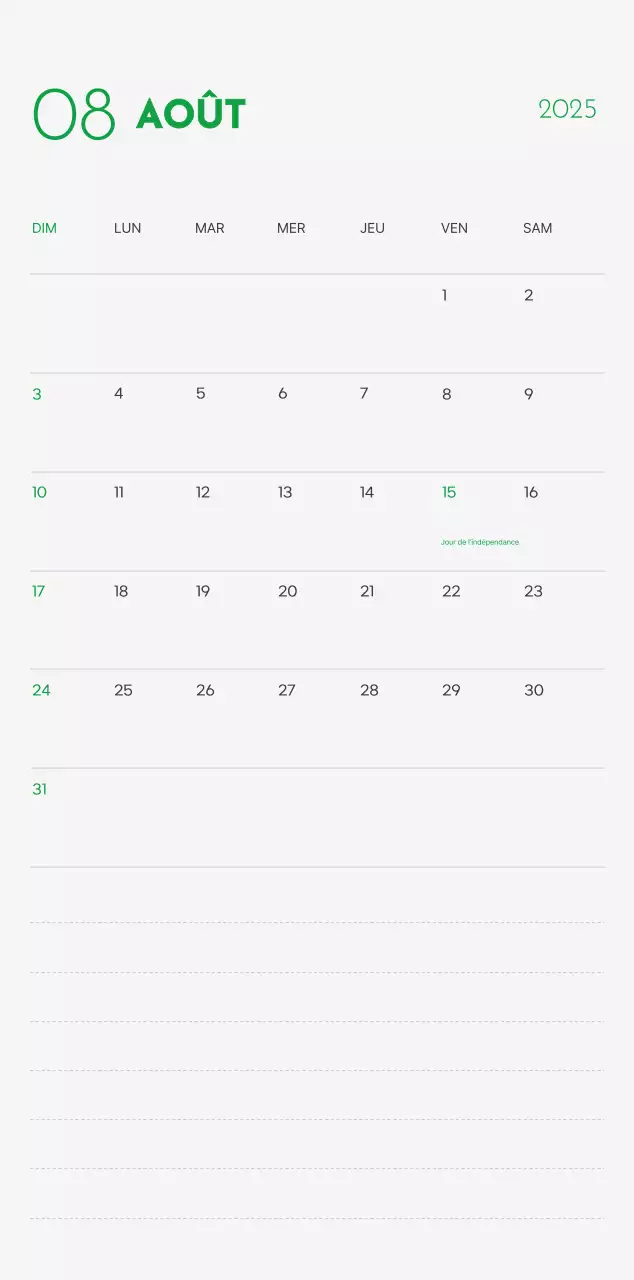 Un calendrier avec une photo de chiot et un message mignon dans une couleur verte.