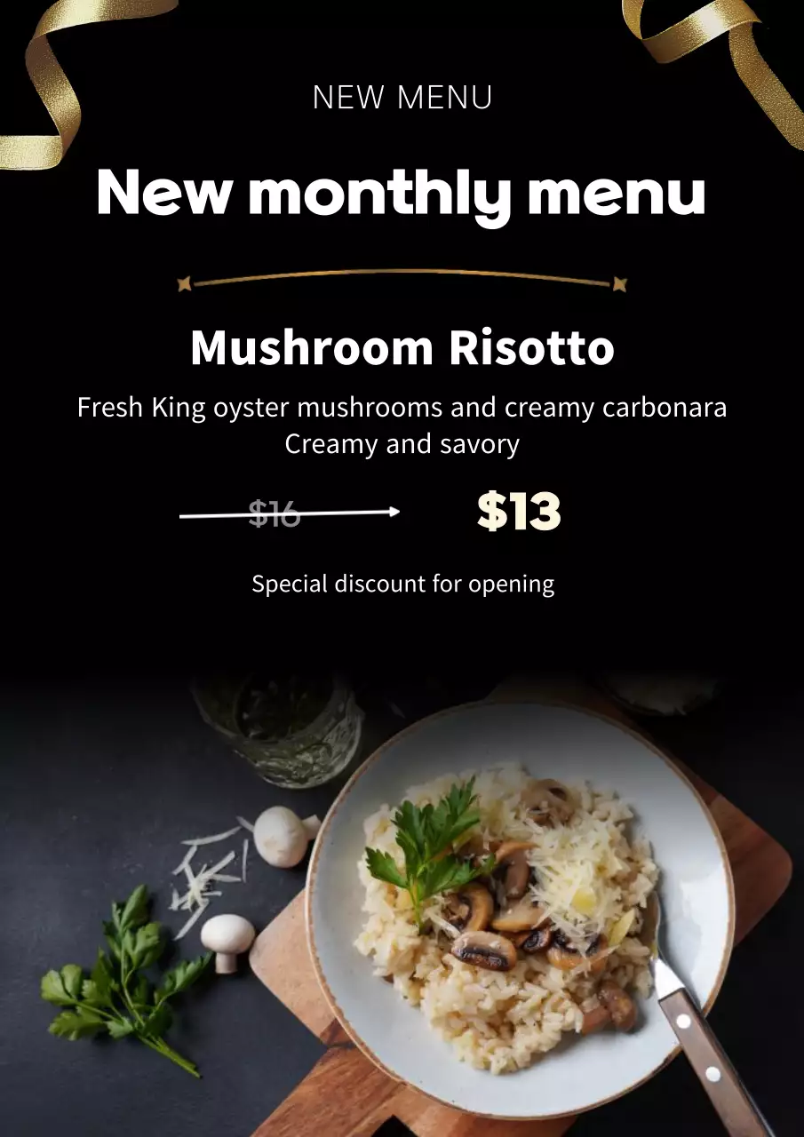 Thực đơn nhà hàng hiện đại màu be