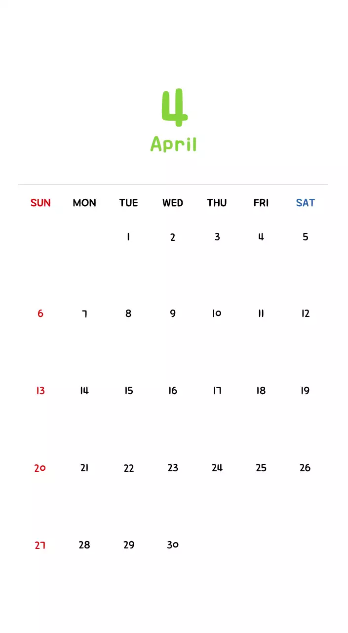 New Year's calendar with cute illustrations