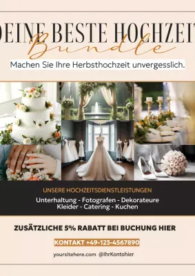 Schwarz Beige Elegant Luxus Herbst Hochzeit Service Reservierung Anzeige