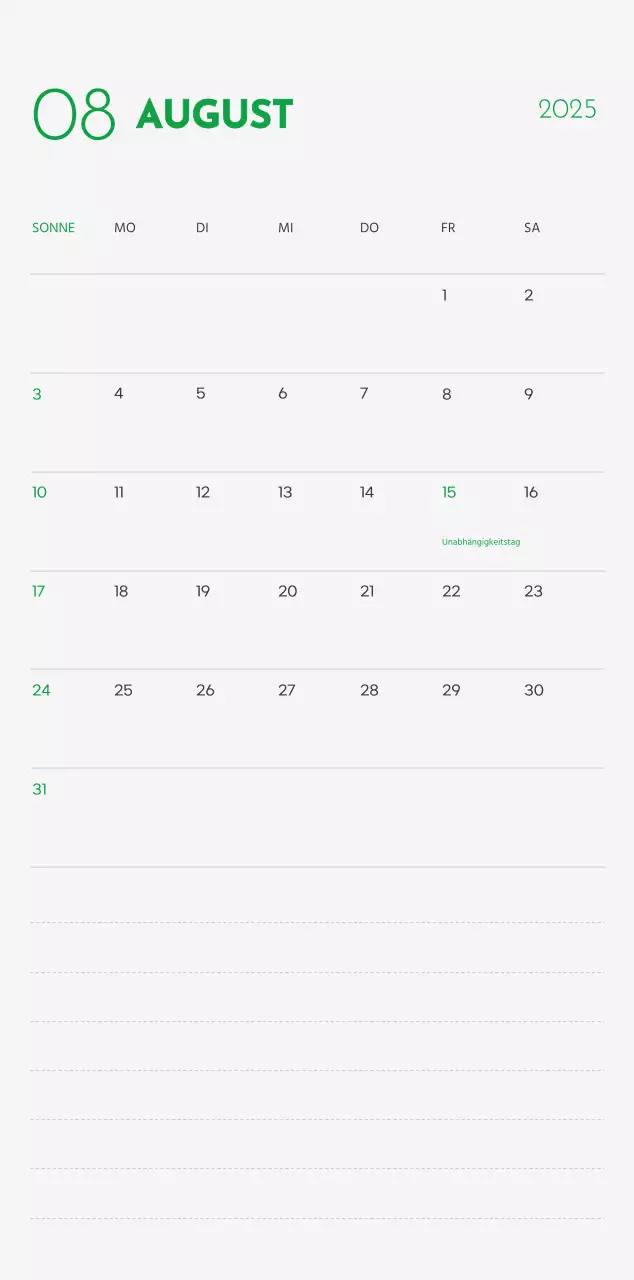 Ein Kalender mit einem Welpenfoto und einer süßen Botschaft in grüner Akzentfarbe