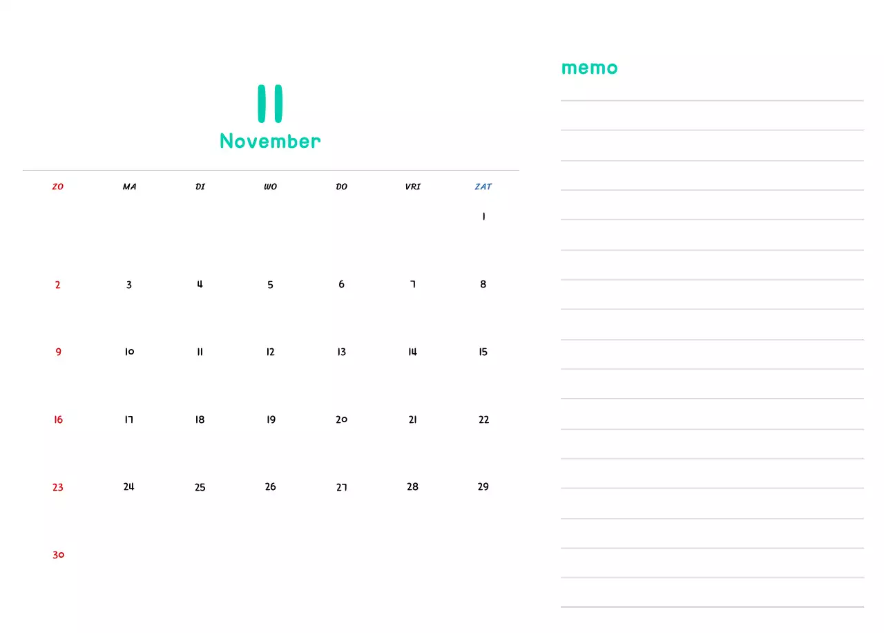 Nieuwjaarskalender met schattige illustraties