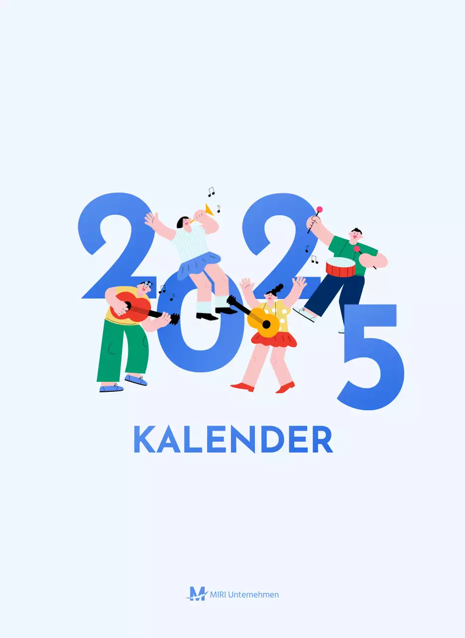Motivationskalender mit energiegeladenen Illustrationen und positiven Zitaten auf hellblauem Hintergrund