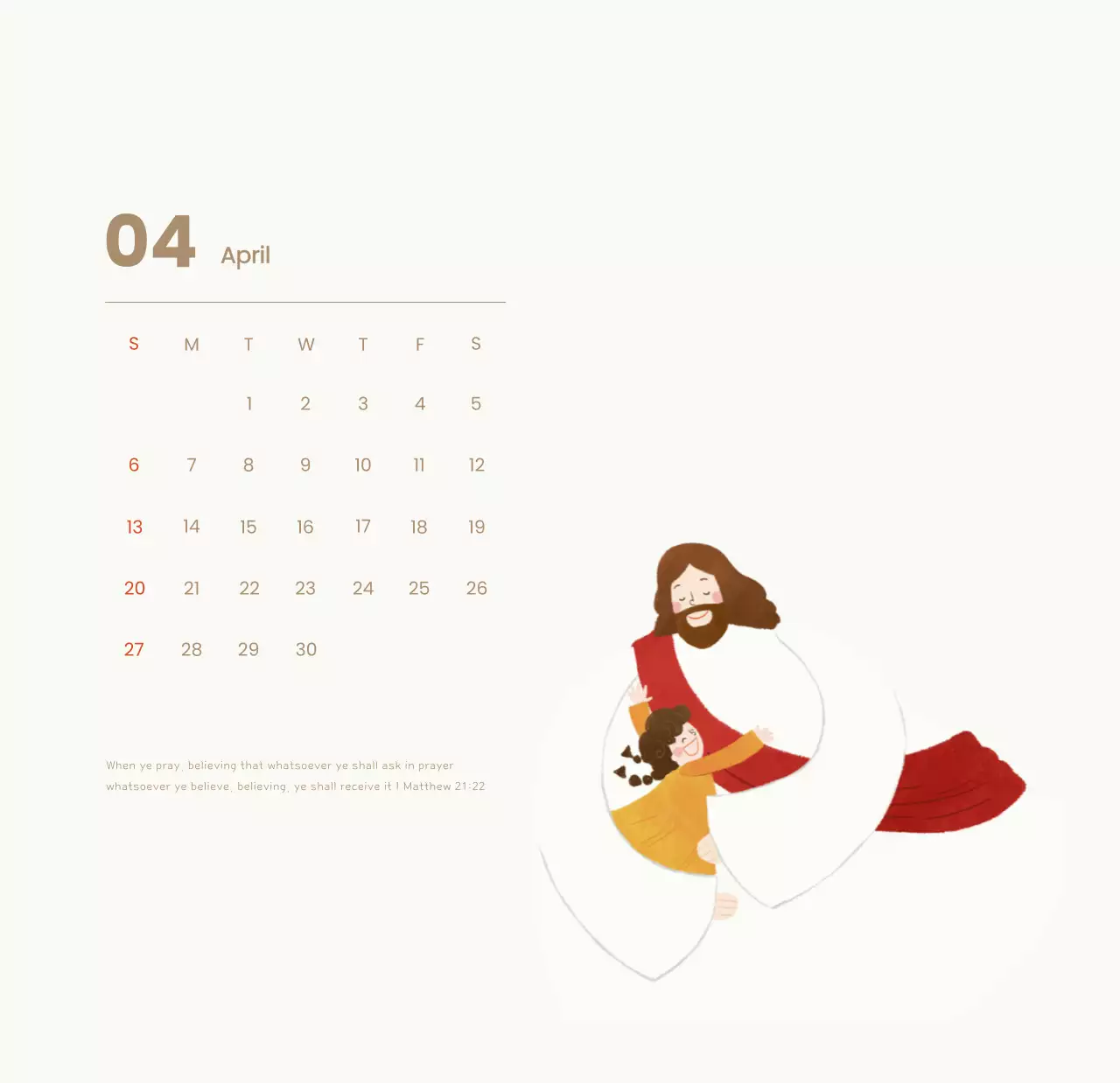 Lịch từ với những hình minh họa ấm cúng và những câu Kinh thánh trên nền xanh nhạt