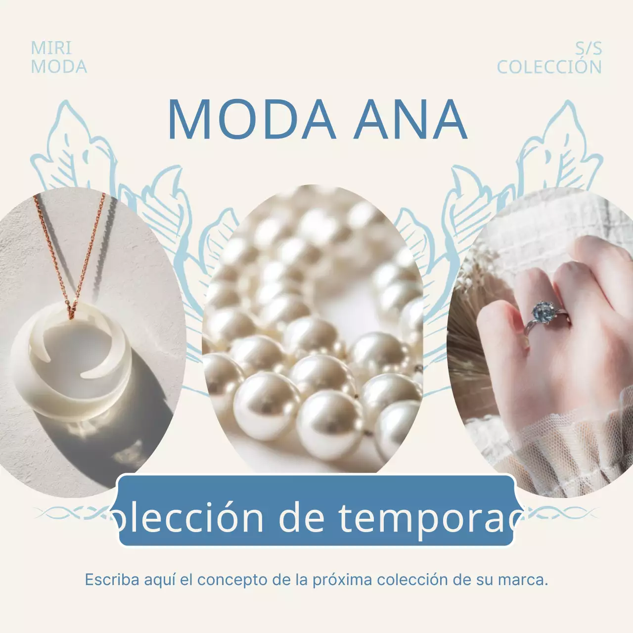 Accesorios clásicos de la marca en marfil y azul claro